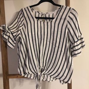 Potters pot black and white striped top Sz S